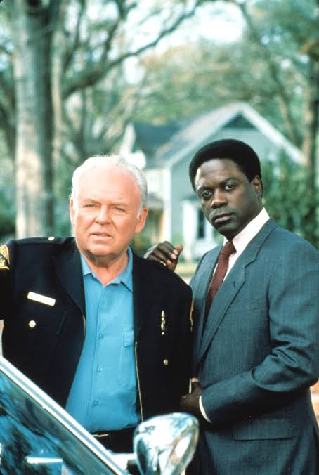 Carroll O'Connor as Chief Bill Gillespie and Rollins as Detective Virgil Tibbs in *In the Heat of the Night*. Photographer unknown.