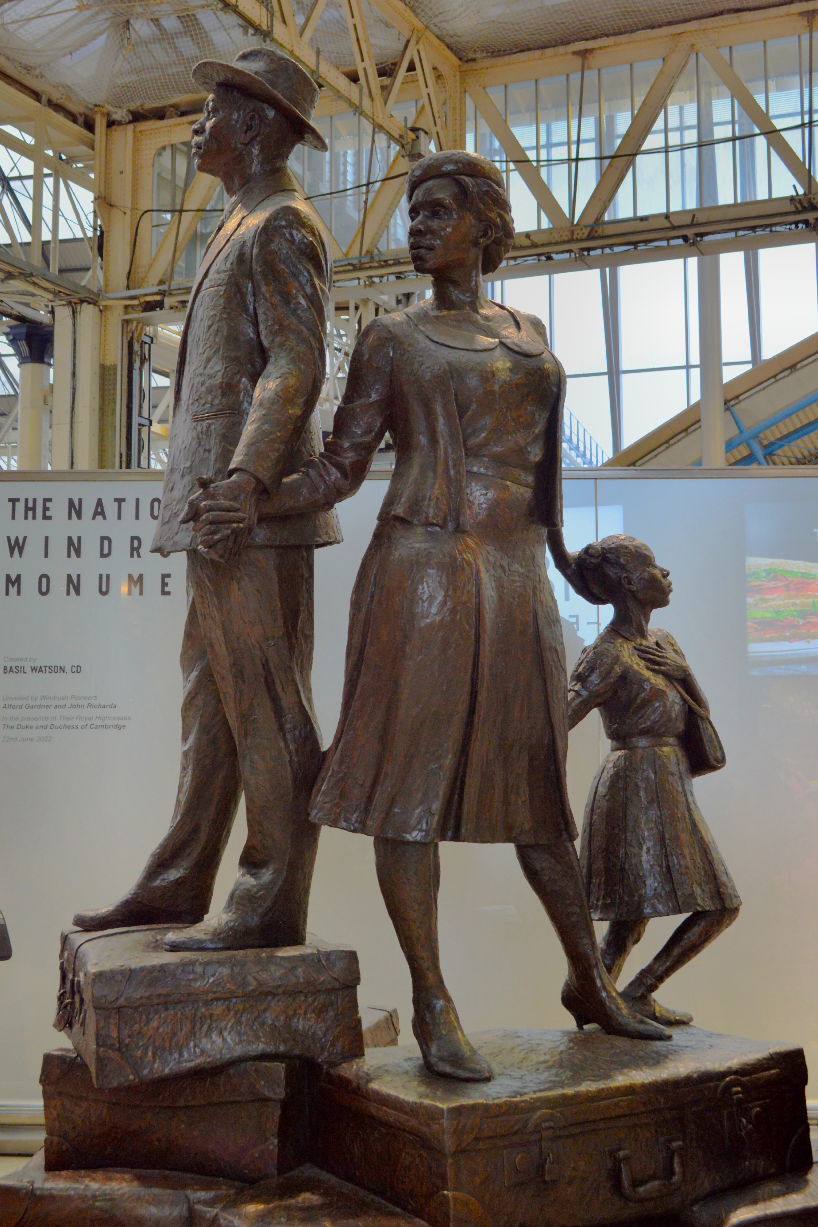 The National Windrush Monument at London Waterloo Station, photographed August 17, 2022. Photograph: AndyScott, via Wikimedia Commons; CC BY-SA 4.0. Orientation corrected.
