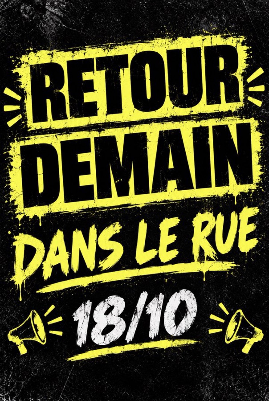A poster reads "Back tomorrow in the street, 18/10." Image via X.