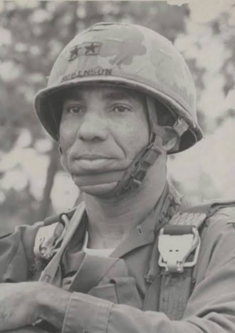 Then-Maj. Gen. Robinson in his jump helmet during his years leading the 82nd Airborne Division. Photographer unknown.