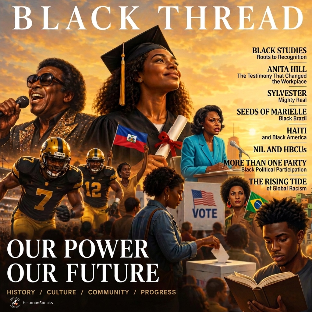 Black Thread Issue One cover — a golden montage of the issue's stories, with masthead and eight story titles