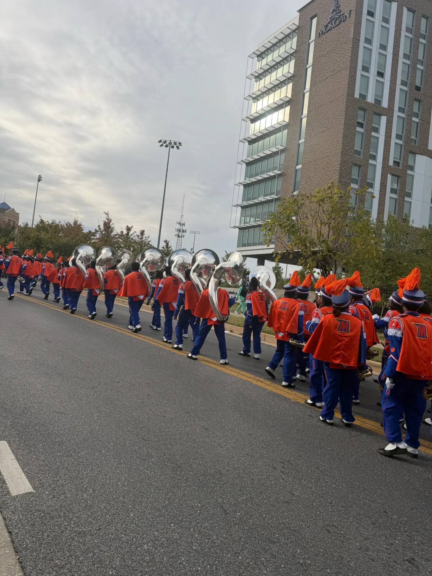 The Magnificent Marching Machine stretches along the parade route. Photo: Morgan Hall, MPH.