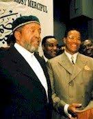 Warith Deen Mohammed, left, with Louis Farrakhan. Photographer unknown.